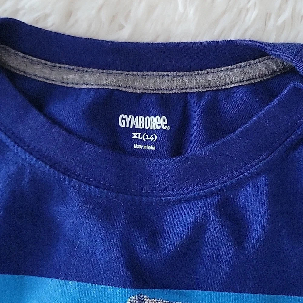 Gymboree Camp King Blue And Gray Long Sleeve Shirt Size 14